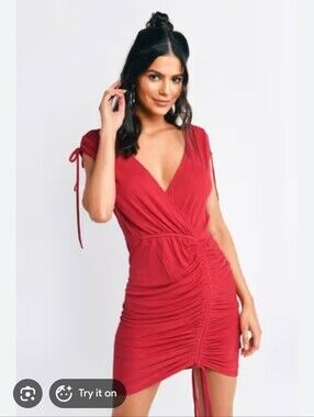 Nwt TOBI AMAZON RED ROBBED Y2K V NECK DRESS Americana Academia Preppy Bratz
